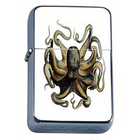 Classic Octopus Kraken Drawing Flip Top Oil Lighter S4 Smoking Cigarette Smoker Includes Silver Case