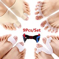 Leoie 9 Pcs/set Orthopedic Bunion Correction Pedicure Socks Silicone Hallux Valgus Corrector Braces Toes Separator Feet Care Tool