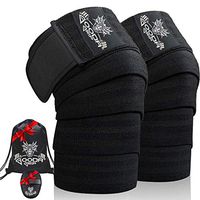 Gooda Grip Knee Wraps – Compression Wraps for Knees, 1 Pair – 74 in. Support Wraps for Men and Women to Support Squats, Weightlifting, and Powerlifting with Free Grips Pads and Gym Bag (Black)