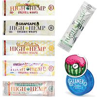 6 Packs (12 Total Wraps) Variety Pack of Organic Wraps with Filter Tip + Beamer 3-Piece 63mm Acrylic Grinder with Storage Compartment + Beamer Smoke Sticker