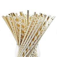 AimtoHome Paper Straws, Biodegradable Paper Drinking Straws for Parties,Birthday,Baby Shower,Marriage,Engagement,Table Decoration,Carnivals and Celebrations, Gold Straws, Pack of 100