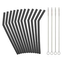 Reusable Black Silicone Straws for Toddlers & Kids - 12 pcs Flexible Short Drink 6.7" Straws for 6-12 oz Yeti/Rtic/Ozark Tumblers & 4 Cleaning Brushes - BPA Free, Eco-Friendly,no Rubber Tast