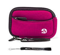 eBigValue Magenta Black Trim Protective Soft Neoprene Cover Carrying Case Sleeve for Nikon Coolpix S2500 S3100 S4100 S5100 S6100 S6200 S8100 S8200 Point and Shoot Digital Camera and Hand Strap