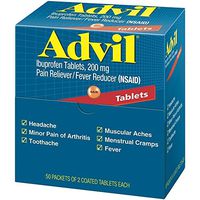 Advil Ibuprofen, 200mg, 50 Packets of 2 Coated Tablets (Pack of 5)