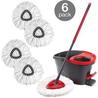 6 PC Spin Mop Head Replacement Microfibers Mop Head Easy Cleaning Mopping Wring Spin Mop Refill Mop Replacement (White)