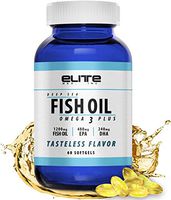 Omega 3 Fish Oil DHA & EPA Supplement with 1200mg + 480mg EPA + 240mg DHA - Wild Caught and Guaranteed to be Burpless and Tasteless - Easy to Swallow 60 Softgel Capsules