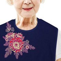 Classy Pal, Adult Bibs for Women, Clothing Protectors for Eating, Senior Adult Bib Terry Cloth Crumb Catcher, Embroidered Design, Waterproof, Reusable, Washable (Mum Brooch)