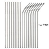 Brightbuy Stainless Steel Straws Set of 100 Piece, 10.5''Metal Drinking Straws for 20oz Tumblers Yeti 6mm Diameter (50 Straight + 50 Bent) (100pc 265mm)