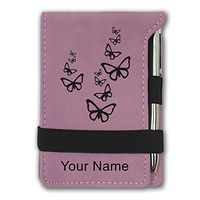 Mini Notepad, Butterflies, Personalized Engraving Included (Pink)