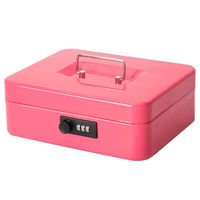 Jssmst Small Cash Box with Combination Lock - Durable Metal Cash Box with Money Tray Pink, Medium (Large, Pink)