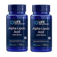 Life Extension Alpha-Lipoic Acid with Biotin Universal Cell Protection Dietary Supplements - 60 Capsules (Pack of 2)
