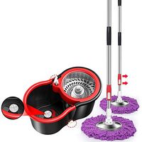 JGWJJ 360° Floor Magic Spin Mop Bucket and Microfiber Rotating Dry Heads with 6 Heads