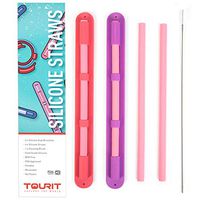TOURIT Reusable Silicone Straws Regular Size for 30oz and 20oz Tumblers 4 Pack Silicone Drinking Straws with Case and Cleaning Brush BPA Free