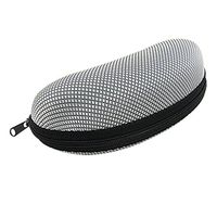 uxcell Oval Shaped Silver Tone Black Fabirc Zipper Closure Glasses Case