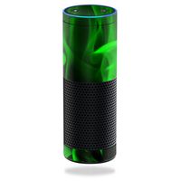 MightySkins Skin Compatible with Amazon Echo - Green Flames | Protective, Durable, and Unique Vinyl Decal wrap Cover | Easy to Apply, Remove, and Change Styles | Made in The USA