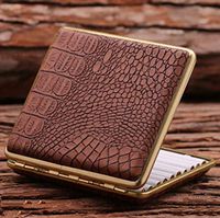 Lcxligang Leather Nickle-Plated Metal Cigarette Herbal Cigarette Cigar Tobacco Carrying Stash Storage Case (Color : Brown)