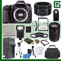 Canon EOS 80D DSLR Camera (Body Only) + Canon EF 50mm f/1.8 STM Lens + Canon EF-S 55-250mm f/4-5.6 IS STM Lens Green's Camera Bundle 2