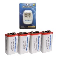 4-Pack of MaximalPower 9 Volt Rechargeable Li-ion Batteries 9V Battery + Dual Wall Charger