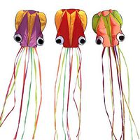 Hengda kite-Pack 3 Multi-Colors Beautiful Large Easy Flyer Kite for Kids-Software Octopus-It's Big! 31 Inches Wide with Long Tail 157 Inches Long-Perfect for Beach or Park