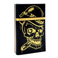 Monique Golden Skull Multifunctional Cigarette Case Cigarette Box Cigarette Holder USB Rechargeable Lighter Cigar Protective Cover for 8 Cigarettes