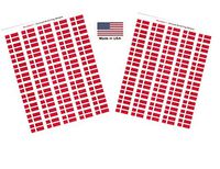 Made in USA! 100 Country Flag 1.5" x 1" Self Adhesive World Flag Stickers, Two Sheets of 50, 100 Sticker Flags Total (Denmark)