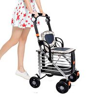 SNLY Folding Elderly Shopping Trolleys,Aluminium 4 Wheel Rollators Walkers with Double Brake