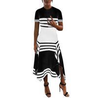 Hmlai Clearance Women Dresses Casual Sleeveless Round Neck Stripe Print Vestido Party Midi Dress Plus Size (XL, Black-Short)