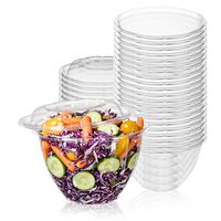 50-Pack 48oz Plastic Disposable Salad Bowls with Lids - Eco-Friendly Clear Food Containers - Extra-Thick Materials - Portable Serving Bowl Set to Pack Lunch - Super Strong Seal To Preserve Freshness