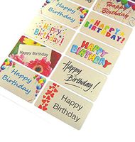 Minilabel Happy Birthday Greeting Stickers, Silver Self-Stick Labels For Cards, Envelopes, Craft, Decoration