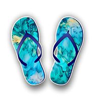 Flip Flop Sticker Graphic Vinyl Waterproof Decal for car Truck Laptop Custom Contour Cut (Cyan Dream)