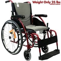 Karman Healthcare S-Ergo 125 18" Seat Width, Ultra Lightweight Ergonomic Wheelchair, Fixed Wheels - 25 lbs in Rose Red