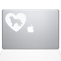 The Decal Guru Heart Bernese Mountain Dog MacBook Decal Vinyl Sticker - 15" MacBook Pro (2016 & Newer) - White (1322-MAC-15X-W)