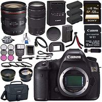 Canon EOS 5DS 5D S DSLR Camera + EF 24-70mm f/4L is USM Lens + Canon EF 75-300mm III Lens + LPE-6 Lithium Ion Battery + External Rapid Charger + Sony 128GB SDXC Card Bundle