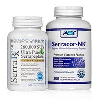 Serracor-NK & Serra-RX 260,000 SU - Scar Tissue Bundle (300 Capsules & 120 Capsules) - Enteric Coated Serrapeptase Proteolytic Systemic Enzyme, Respiratory & Lung Support