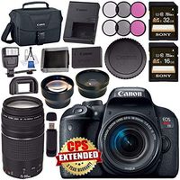 Canon EOS Rebel T7i DSLR Camera with 18-55mm Lens 1894C002 + Sony 16GB SDHC Card + Sony 32GB SDHC Card + Flash + Canon 100ES EOS bag + Card Reader + Memory Card Wallet + Canon EF 75-300mm LensBundle