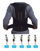 Posture Corrector Brace - Medical Adjustable Shoulder - Improve Office Slouching Computer Sitting Position - for Women & Men (L: Waist Length fits 35.4-41.3", Black)