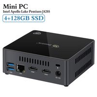 Mini PC, 4GB/128GB Windows 10, Apollo Lake J4205 , Support 4K/2.5'SATA/Dual HDMI/ WiFi/BT4.0, Mini Computer (J4205 4G/128G)