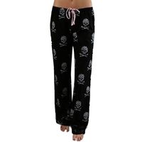 Adeliber Women's Sports Pants Casual High Waist Skull Printed Loose Trousers Sweatpants Black