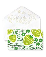 Green Strawberry Patch Notecard Set