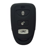 Black 3 Buttons Silicone Key Fob Case Cover Jacket Key Skin fit for Kia Hyundai