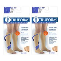 Truform Compression 20-30 mmHg Knee High Open Toe Dot Top Stockings Beige, Small, 2 Count