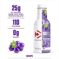 Dymatize ISO100 Clear 100% Whey Protein Isolate, Whey Protein Drink, 25g Protein, No Sugar & Low Carb, Keto Friendly, Ready-to-Drink & Fast Absorbing, Grape, 16 Ounce (Pack of 12)