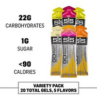 Science in Sport Energy Gel Variety Pack, 20 Pack Isotonic Energy Gels for Runners, 22g Fast Acting Carbs, SIS Sports Nutrition Gels, Running & Cycling Gel - 2 oz Gels