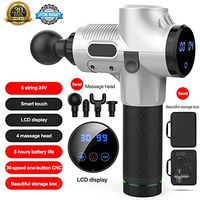 Massage Gun, 4 Massage Head Hand Held Deep Tissue Muscle Massager, LED Display Portable Massage Gun, Cordless Percussion Massager, 3 Button 30-Speed Adjustment Percussion Massage Device White