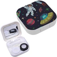 Portable Contact Lens Case Box Travel Kit Mirror + Bottle + Tweezers Container Holder [ Cartoon Space ]