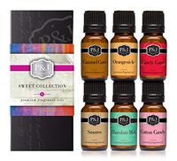 Sweet Set of 6 Premium Grade Fragrance Oils - Chocolate Mint, Cotton Candy, Caramel Corn, Orangesicle, Candy Cane, and Smores - 10ml