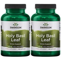 Swanson Holy Basil Leaf (Tulsi) Healthy Response to Stress Support Emotional Well-Being Supplement (Ocimum Sanctum) (800 mg per 2 Capsule Serving) 400 mg 120 Capsules (Caps) (2 Pack)