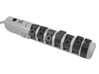 Monoprice 8 Outlet Rotating Surge Strip -Grey | UL Rated 2, 160 Joules with Grounded and Protected Light Indicator