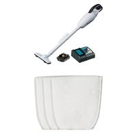 Makita XLC02RB1W 18V Compact Lithium-Ion Cordless Vacuum Kit with 2.0 Amp Battery and T-03193 Cloth filter (3-pack)