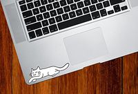 Yadda-Yadda Design Co. Sleeping Smiling Cat - White Cat Dreaming - Vinyl Trackpad Tablet iPad Decal Sticker - Copyright 2016 YYDC (Size Choices) (White Cat, Small 3.75" w x 1.75" h)